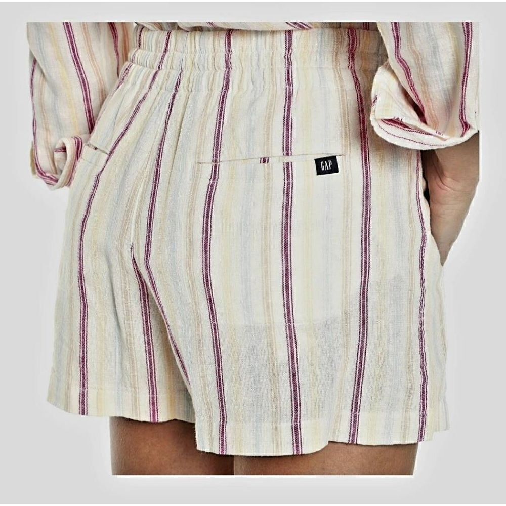 GAP Cream Striped Women's Bermuda Shorts with Maroon and Tan Stripes